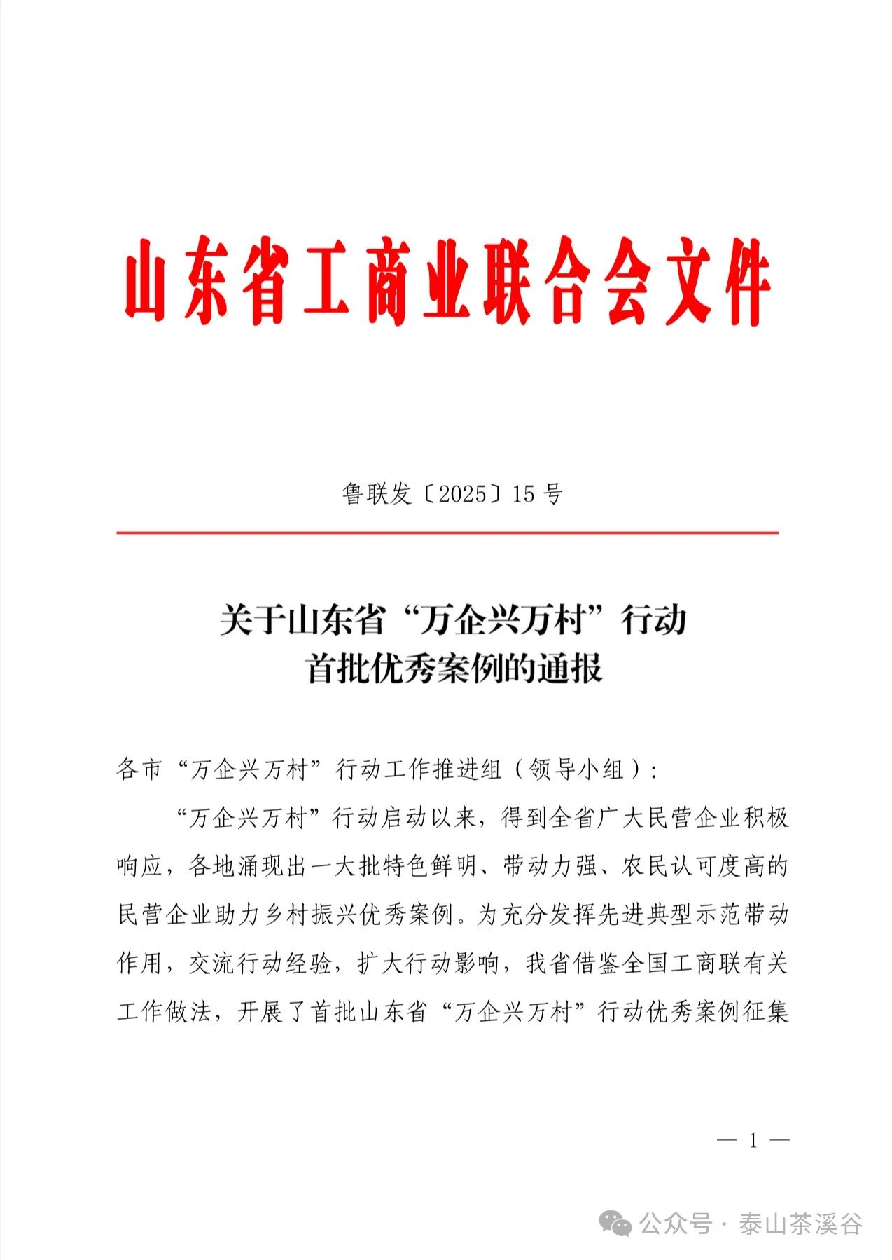 泰山茶溪谷上榜山东省“万企兴万村”首批优...